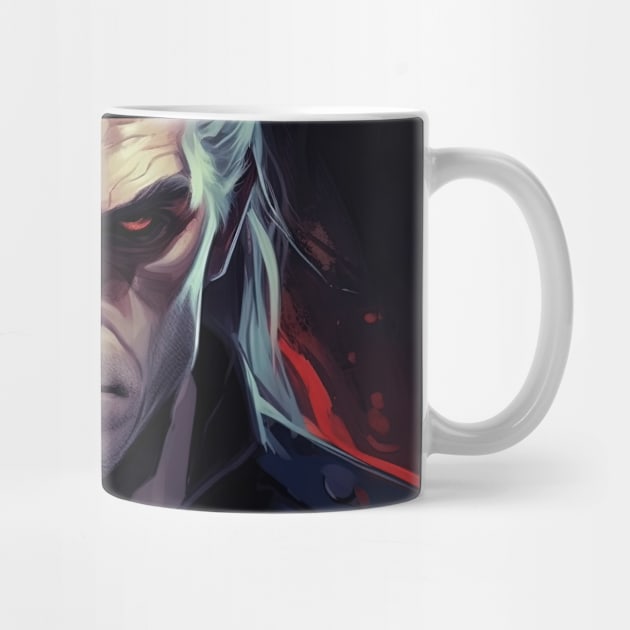 Witcher with angry face and red eyes by Maverick Media